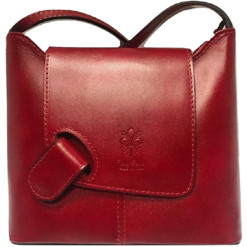 Elegant Red Leather Crossbody Bag